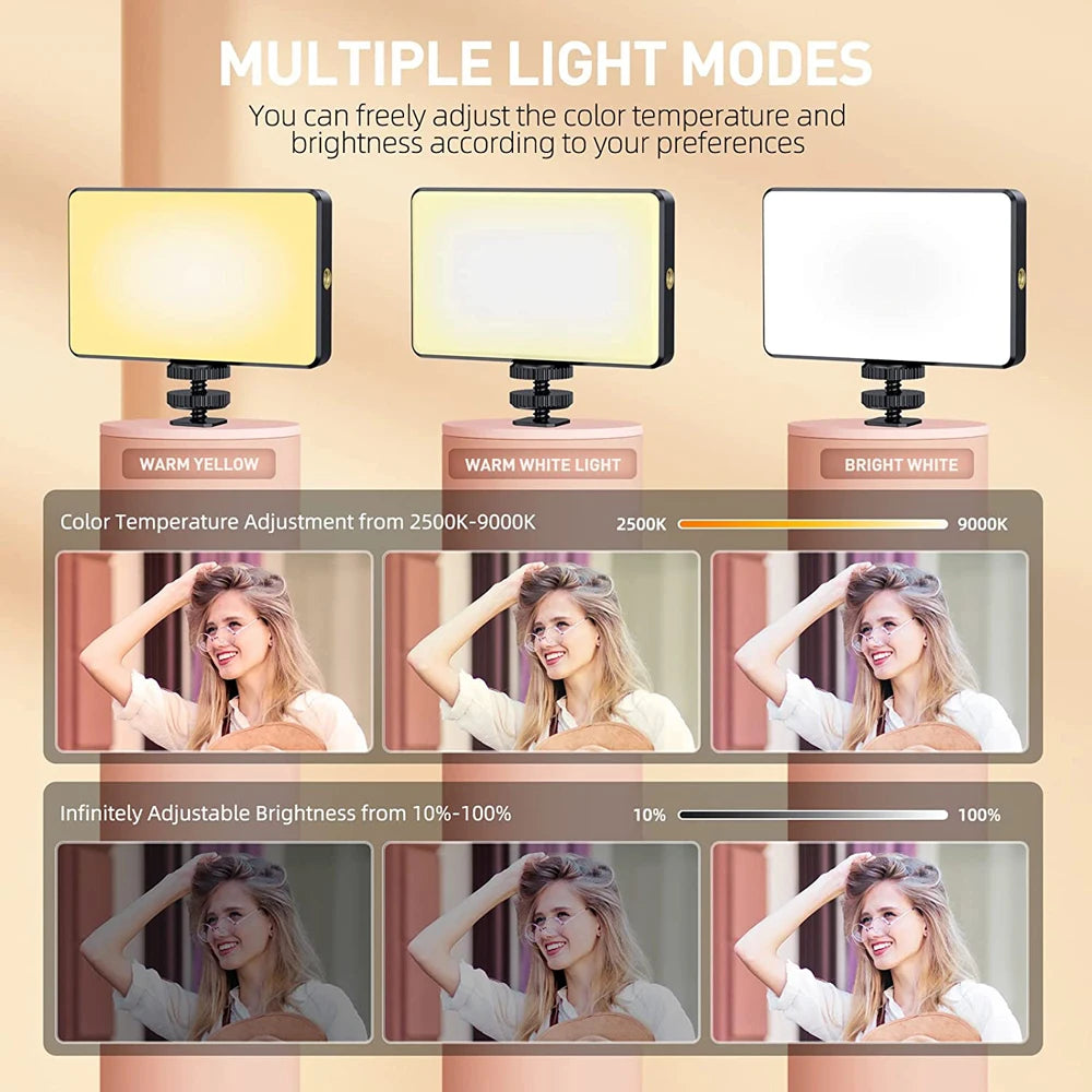 LED Selfie Light – 120 LEDs, Rechargeable Clip-On with Adjustable Brightness & Color Temp