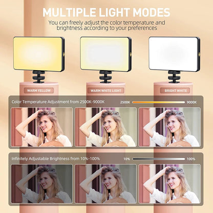 LED Selfie Light – 120 LEDs, Rechargeable Clip-On with Adjustable Brightness & Color Temp