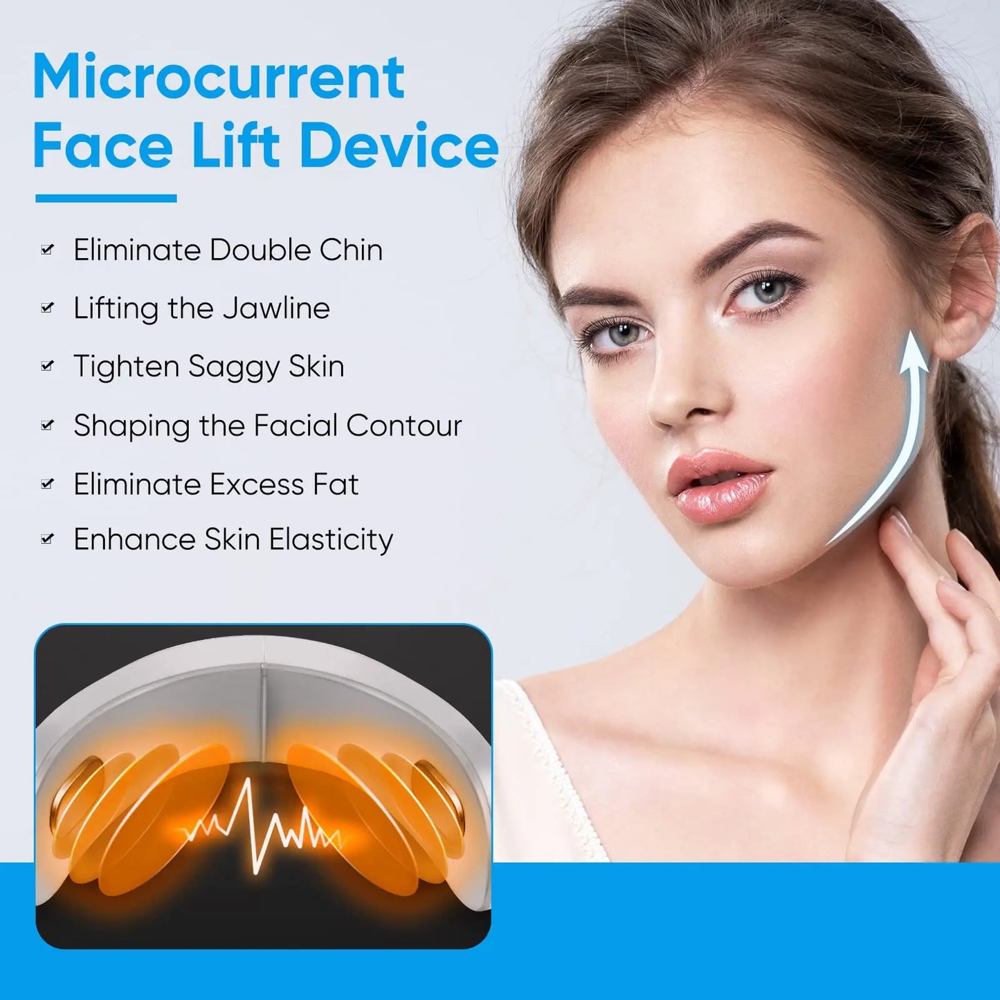 EMS Face Lift Massager with LED Light Therapy & Vibration - Anti-Aging Skin Tightening Device.