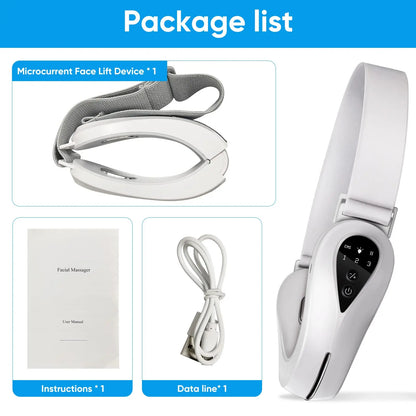 EMS Face Lift Massager with LED Light Therapy & Vibration - Anti-Aging Skin Tightening Device.