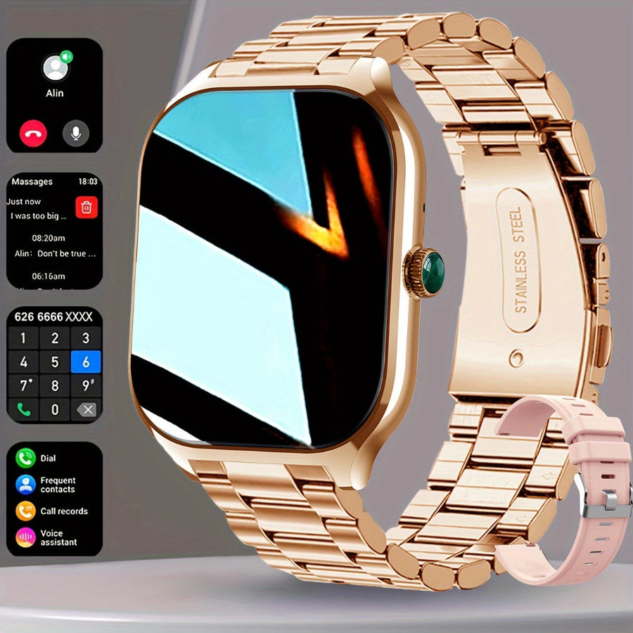 Elegant Smartwatch with HD Display, Bluetooth Calls & Stainless Steel Design